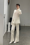 SWAYING/KNIT Hollow Flower Style Straight Pants SW23AW3B44 White